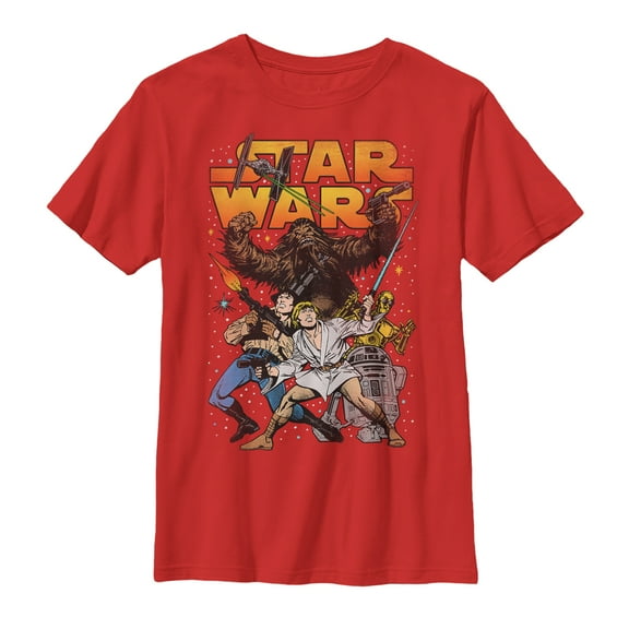 Boy's Star Wars Comic Battle Pose  Graphic Tee Red Small
