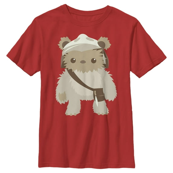 Boy's Star Wars Cute Cartoon Ewok Graphic Tee Red Medium