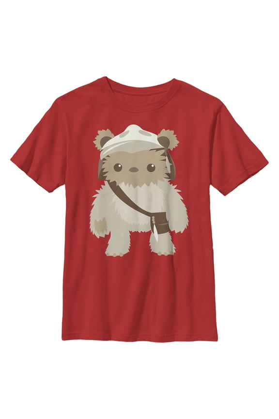 Boy's Star Wars Cute Cartoon Ewok Graphic Tee Red Small