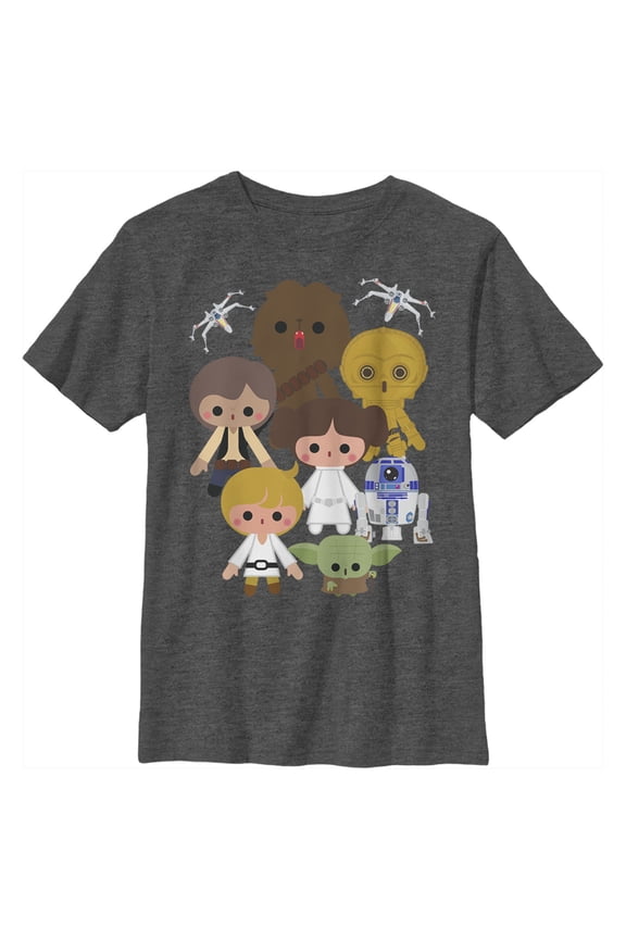 Boy's Star Wars Cute Cartoon Rebels  Graphic Tee Charcoal Heather Small