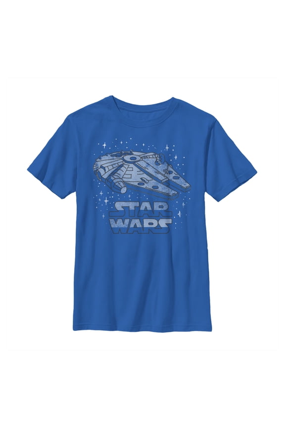 Boy's Star Wars Cute Millennium Falcon Graphic Tee Royal Blue X Large