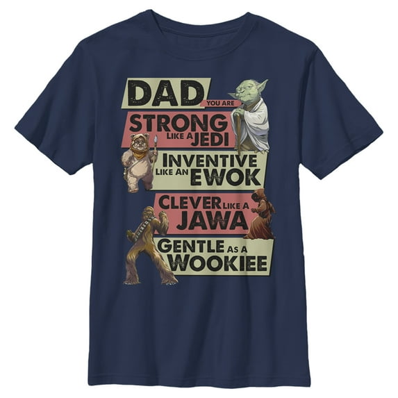 Boy's Star Wars Dad You are Strong Inventive Clever Gentle Graphic Tee Navy Blue X Large