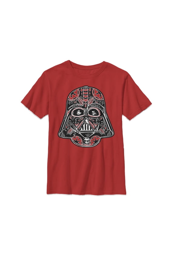 Boy's Star Wars Darth Vader Artistic Helmet Graphic Tee Red Large