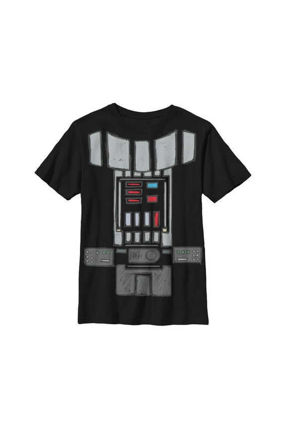 Boy's Star Wars Darth Vader Cartoon Costume Graphic Tee Black X Small