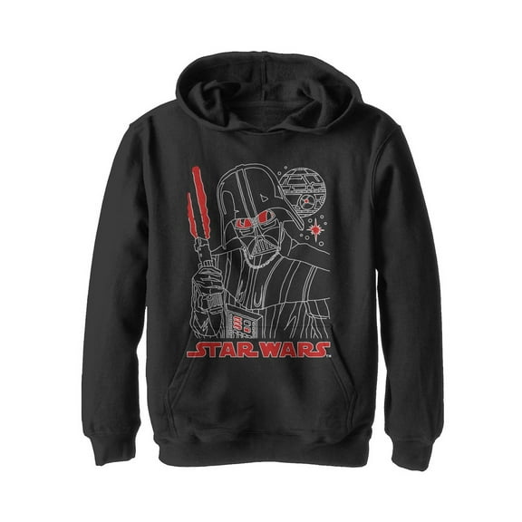 Boy's Star Wars Darth Vader Lightsaber Outline Pull Over Hoodie Black Medium