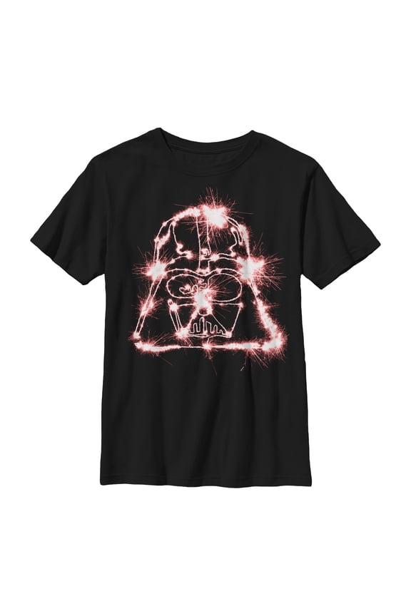 Boy's Star Wars Darth Vader Sparklers Graphic Tee Black Medium