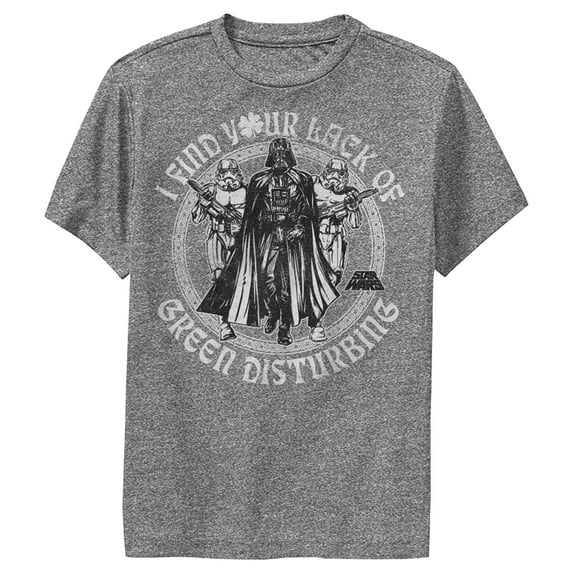 Boy's Star Wars Darth Vader St. Patrick's Day Your Lack of Green Disturbing Performance Graphic Tee Charcoal Heather Small