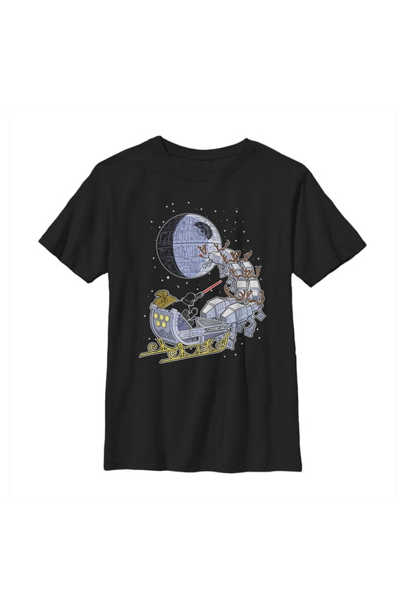 Boy's Star Wars Darth Vader Starry Sleigh Graphic Tee Black Small