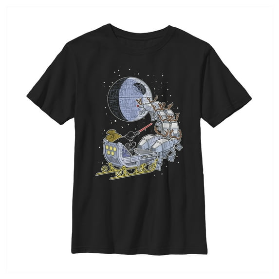 Boy's Star Wars Darth Vader Starry Sleigh Graphic Tee Black X Large