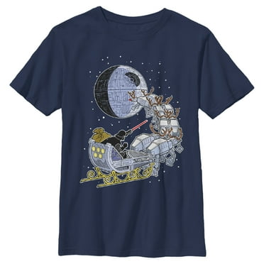 Boy's Star Wars Darth Vader Starry Sleigh  Graphic Tee Navy Blue X Large