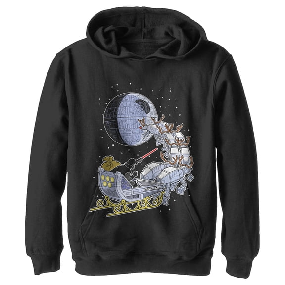 Boy's Star Wars Darth Vader Starry Sleigh Pull Over Hoodie Black Small