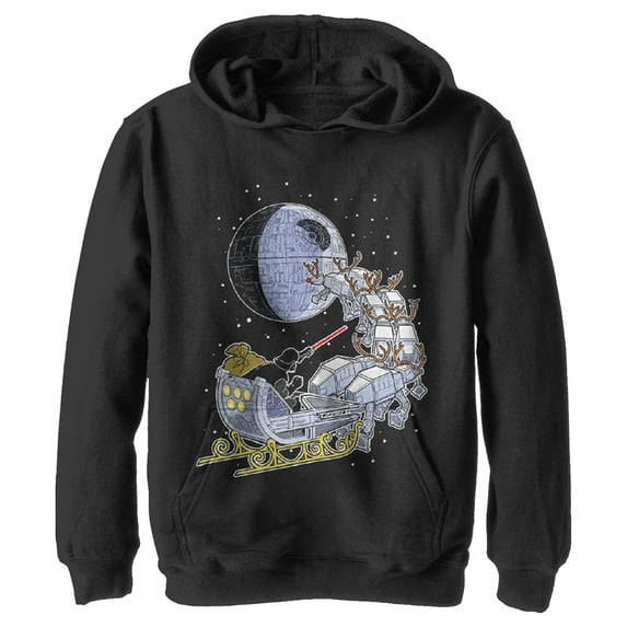 Boy's Star Wars Darth Vader Starry Sleigh Pull Over Hoodie Black X Large