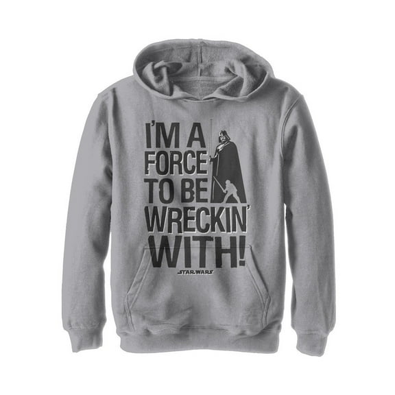 Boy's Star Wars Darth Vader Wreckin' With Pull Over Hoodie Athletic Heather Medium