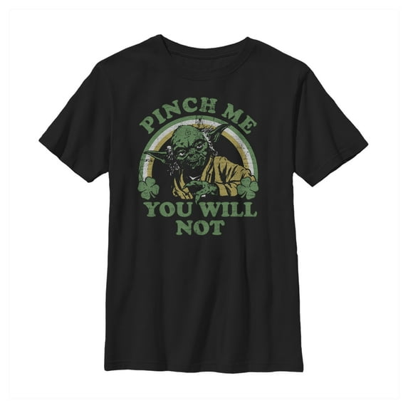 Boy's Star Wars Do Not Pinch Yoda Graphic Tee Black Small