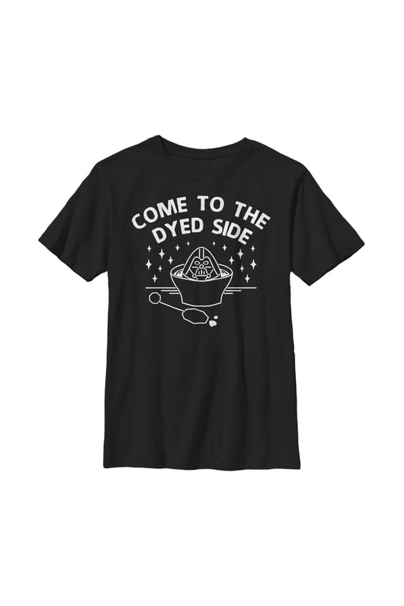 Boy's Star Wars Easter Come To The Dyed Side Text Graphic Tee Black Medium