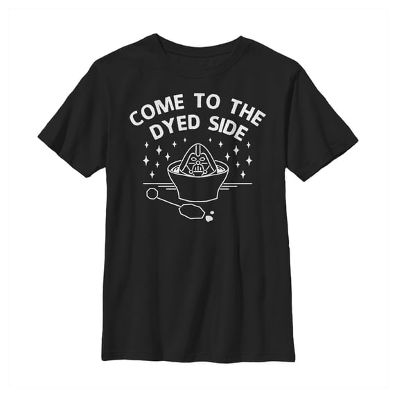 Boy's Star Wars Easter Come To The Dyed Side Text Graphic Tee Black Medium