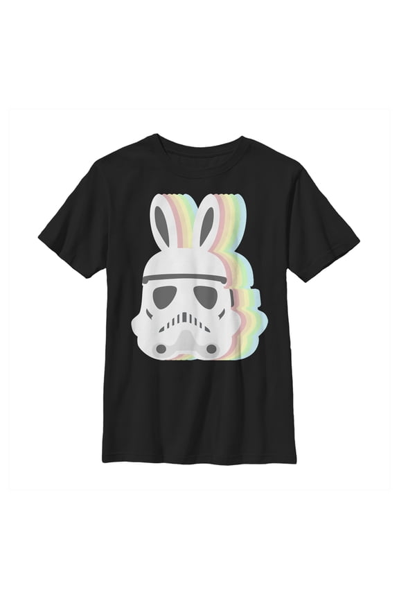 Boy's Star Wars Easter Stormtrooper Pastel Easter Ears Graphic Tee Black Large