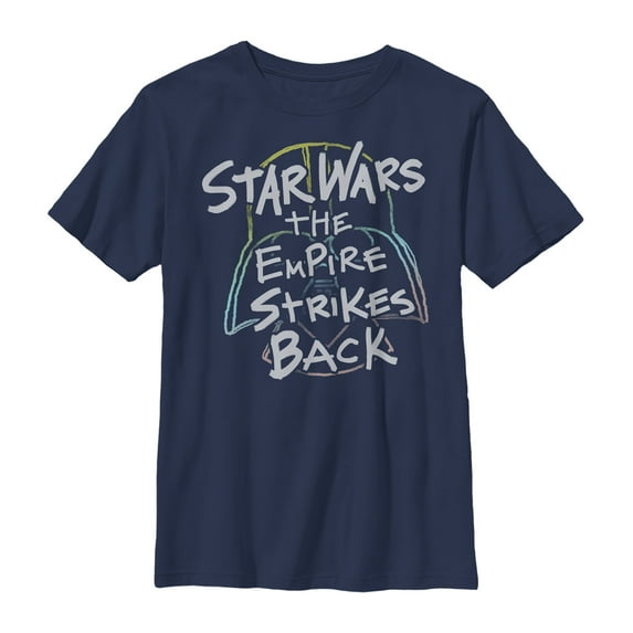 Boy's Star Wars Empire Strikes Back Crayon Outline Graphic Tee Navy Blue X Large
