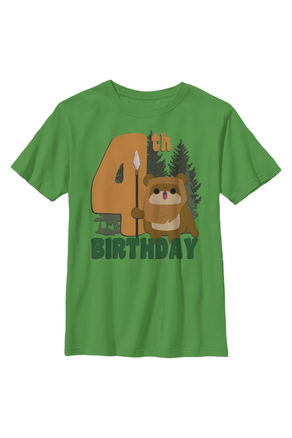 Boy's Star Wars Ewok 4th Birthday Graphic T-Shirt