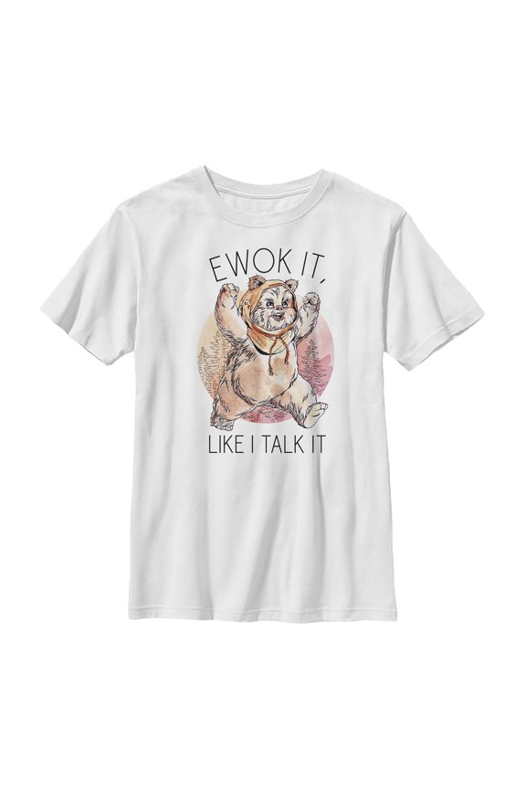 Boy's Star Wars Ewok It, Like I Talk It Graphic Tee White Large