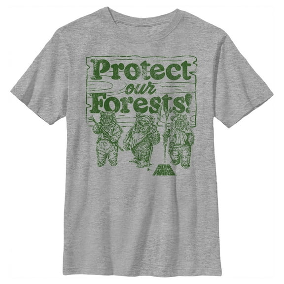 Boy's Star Wars Ewok Protect Our Forests  Graphic Tee Athletic Heather Medium