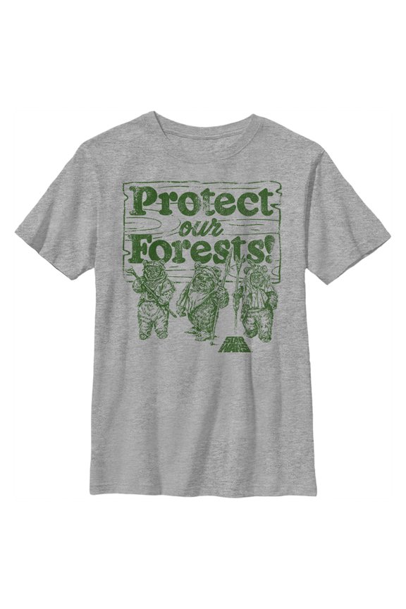 Boy's Star Wars Ewok Protect Our Forests  Graphic Tee Athletic Heather Small