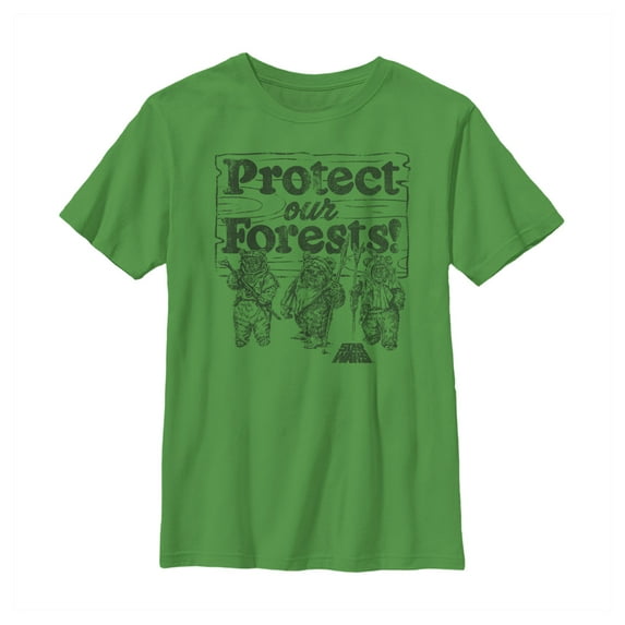 Boy's Star Wars Ewok Protect Our Forests Graphic Tee Kelly Green X Large