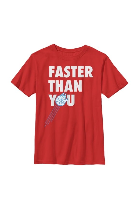 Boy's Star Wars Faster Than You Millennium Falcon Graphic Tee Red Large