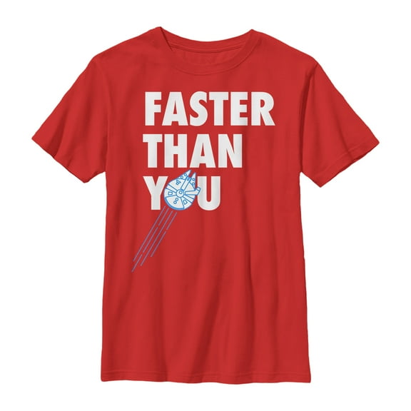 Boy's Star Wars Faster Than You Millennium Falcon Graphic Tee Red Small