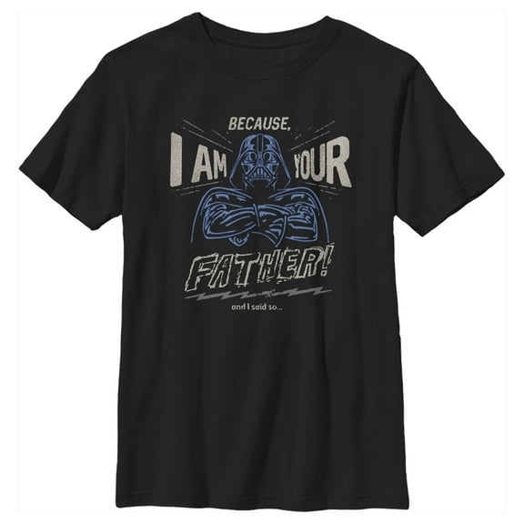 Boy's Star Wars Father's Day Because I am Your Father and I Said So Graphic Tee Black Large