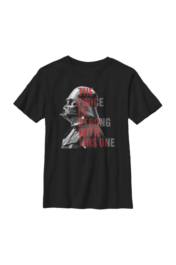 Boy's Star Wars Force is Strong Darth Vader Graphic Tee Black Medium