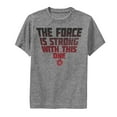 thumbnail image 1 of Boy's Star Wars Force is Strong With This One  Performance Graphic Tee Charcoal Heather Large, 1 of 3