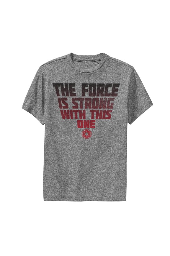 Boy's Star Wars Force is Strong With This One Performance Graphic Tee Charcoal Heather Large