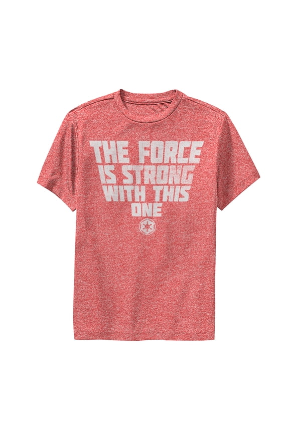 Boy's Star Wars Force is Strong With This One Performance Graphic Tee Red Heather Small