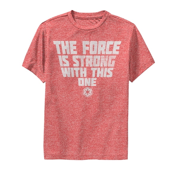 Boy's Star Wars Force is Strong With This One Performance Graphic Tee Red Heather Small