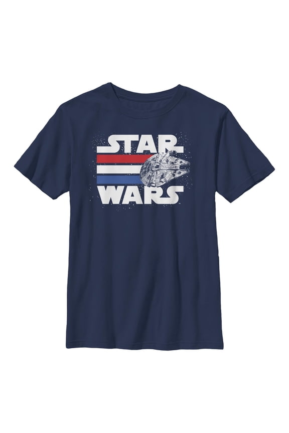 Boy's Star Wars Fourth of July Millennium Falcon Stripes Graphic T-Shirt