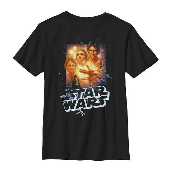 Boy's Star Wars Galactic Glow Collage  Graphic Tee Black Small
