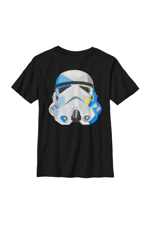 Boy's Star Wars Geometric Stormtrooper Helmet Graphic Tee Black Large