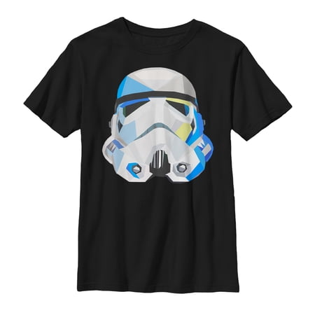 Boy's Star Wars Geometric Stormtrooper Helmet Graphic Tee Black Medium