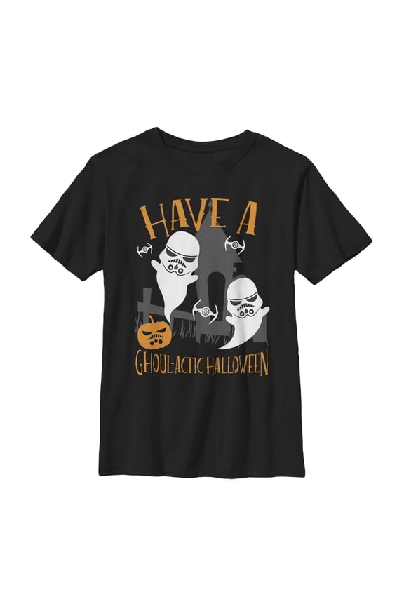Boy's Star Wars Ghoulactic Halloween Stormtrooper Graphic Tee Black Medium