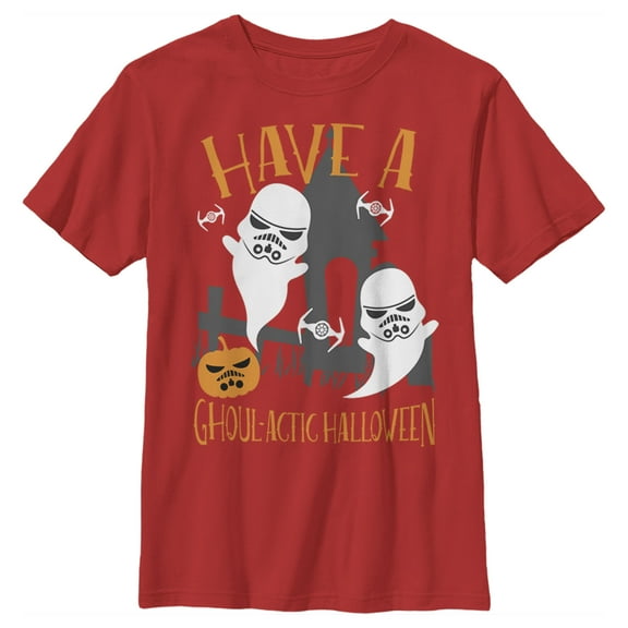 Boy's Star Wars Ghoulactic Halloween Stormtrooper  Graphic Tee Red Large