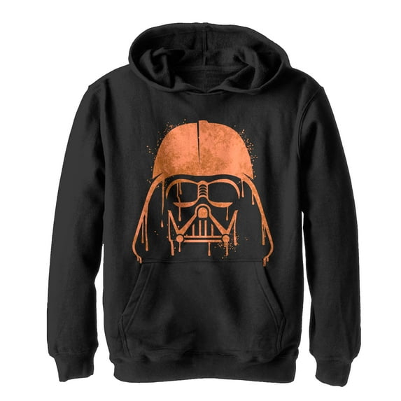 Boy's Star Wars Halloween Vader Helmet Spray-Paint Pull Over Hoodie Black X Large