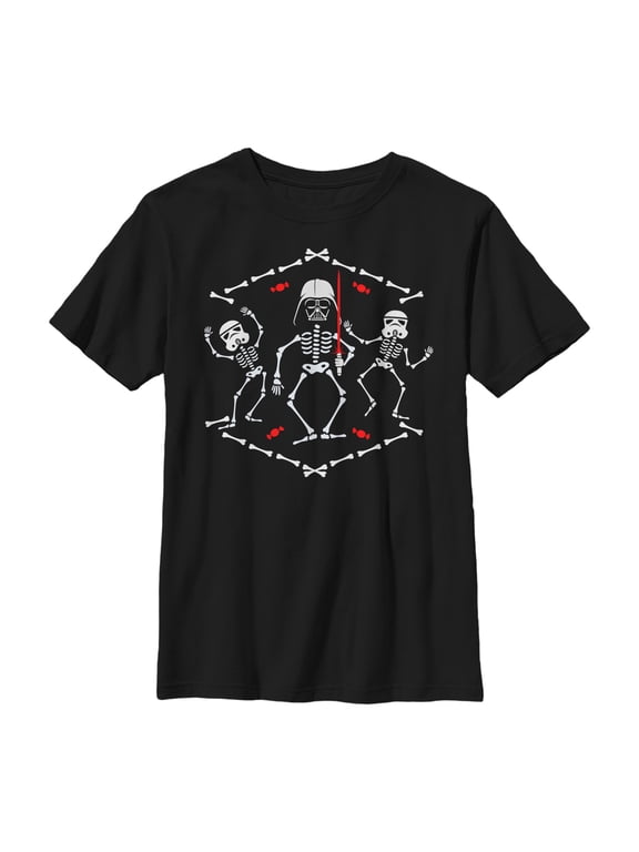 Boy's Star Wars Halloween Vader Skeleton Dance Graphic Tee Black X Large