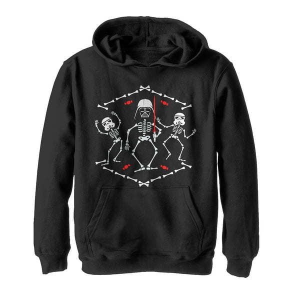 Boy's Star Wars Halloween Vader Skeleton Dance Pull Over Hoodie Black Small