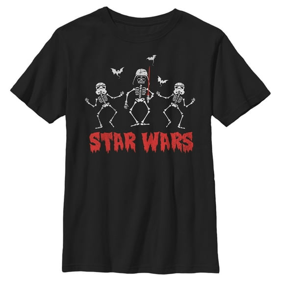 Boy's Star Wars Halloween Vader Skeletons Graphic Tee Black Small