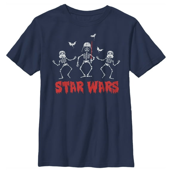 Boy's Star Wars Halloween Vader Skeletons  Graphic Tee Navy Blue Medium