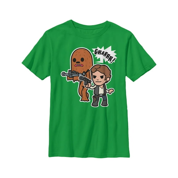 Boy's Star Wars Han Solo and Chewbacca  Graphic Tee Kelly Green Small