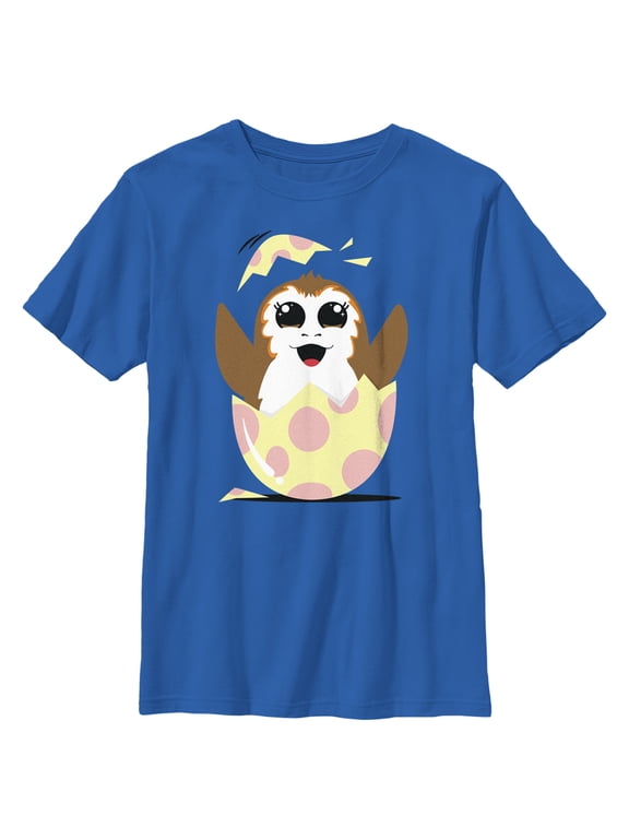 Boy's Star Wars Happy Easter Egg Porg Style Graphic Tee Royal Blue Large