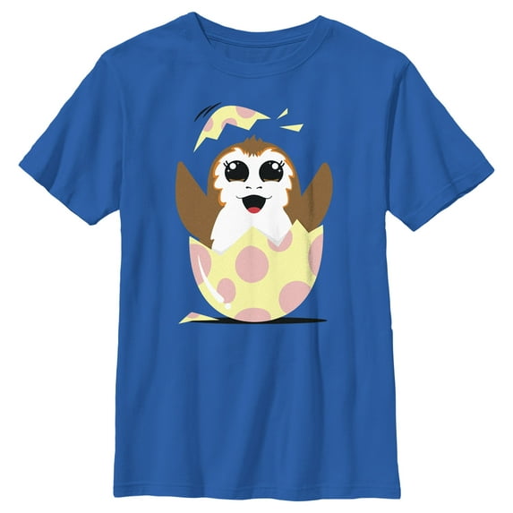 Boy's Star Wars Happy Easter Egg Porg Style Graphic Tee Royal Blue X Large