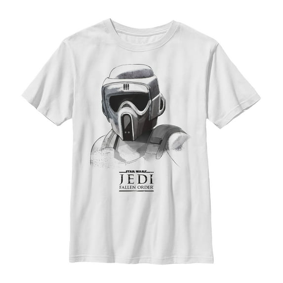 Boy's Star Wars Jedi: Fallen Order Grayscale Scout Trooper Graphic Tee White X Small